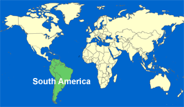 Map of the World with highlighted South America Map of the World with highlighted South America